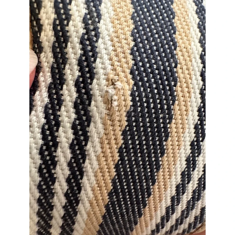 J. Crew Factory Womens Espadrille Slide‎ Sandals 9 Navy Beige Flats Preppy FLAW